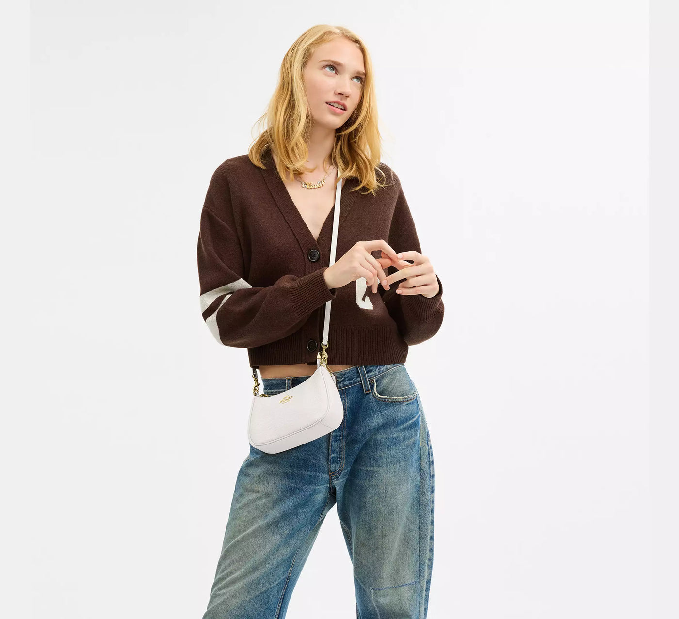 Mini sac bandoulière Teri Craie Coach