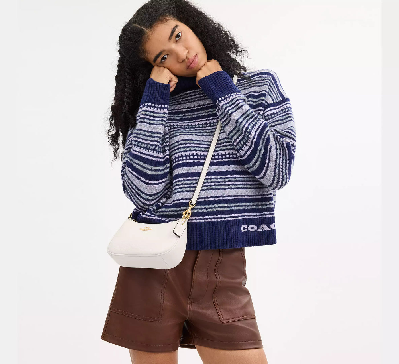 Mini sac bandoulière Teri Craie Coach