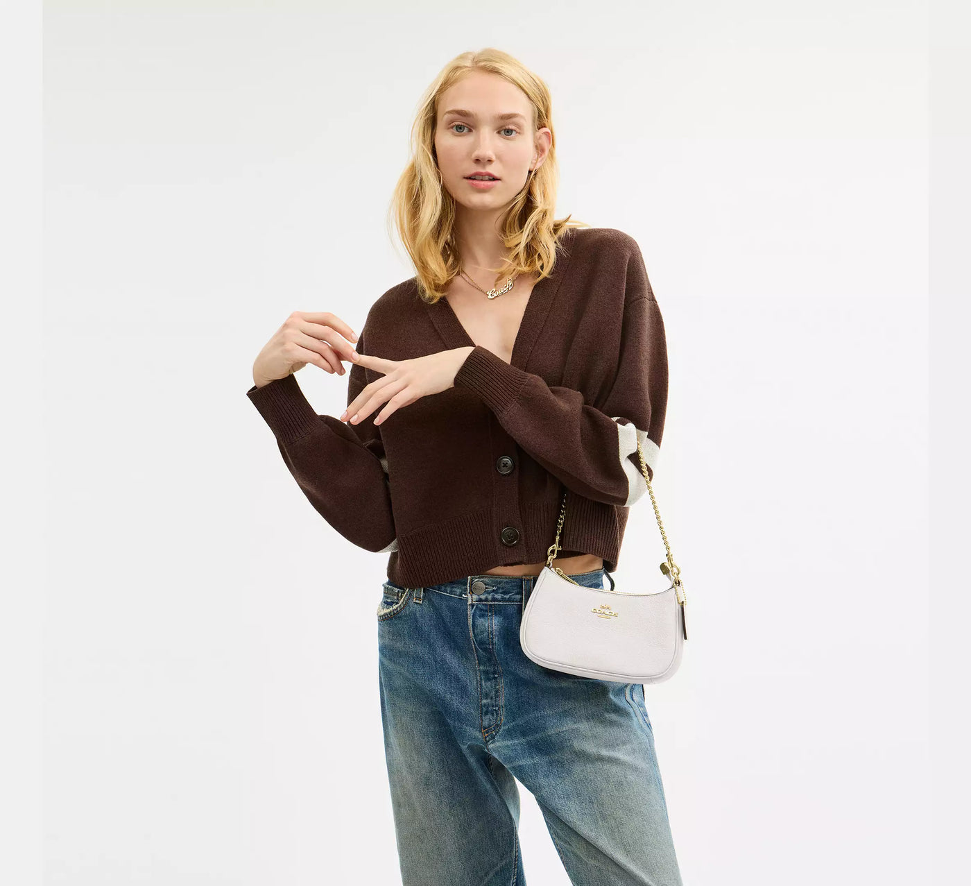 Mini sac bandoulière Teri Craie Coach