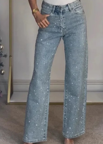 Jean droit strass