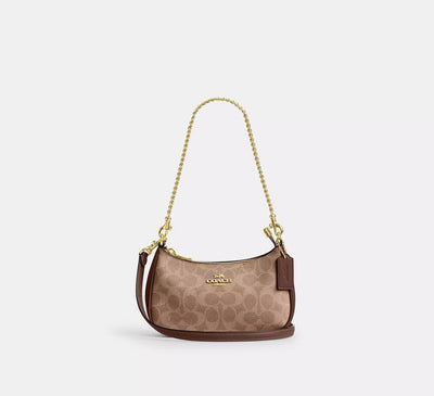 Mini sac bandoulière Teri Toile Marron Coach