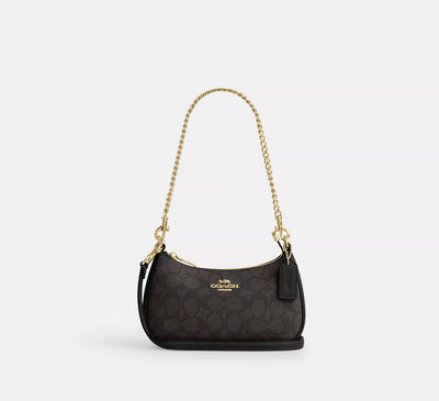 Mini sac bandoulière Teri Toile Noir Coach