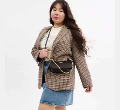 Mini sac bandoulière Teri Toile Noir Coach